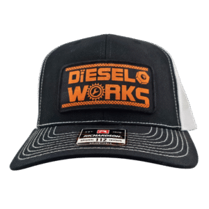 Diesel Works Women's Black and White Hat With Orange Logo